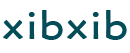 The image shows the text xibxib in lowercase, teal-colored letters on a light gray background.